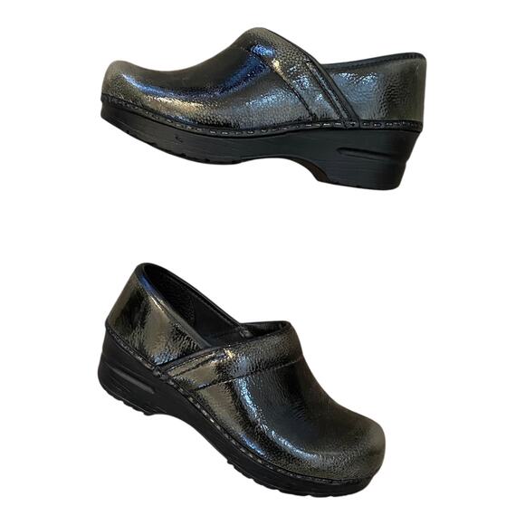 Sanita Professional Olive Green Speckled Patent Clogs EU 35 US 4 Work Nurse - Picture 2 of 16